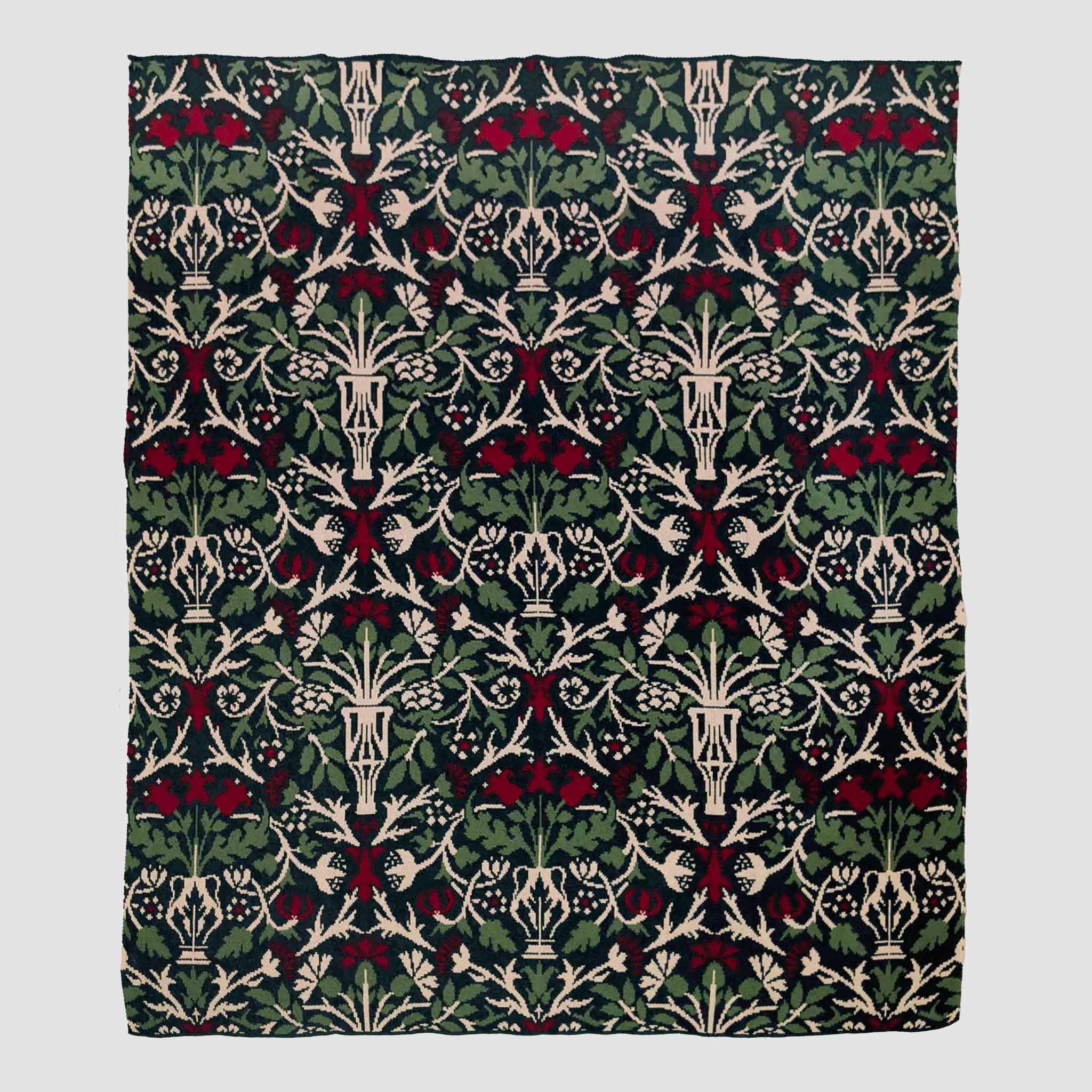 in2green Eco Throw Cotton Sustainable Knit Floral Throw Blanket| Jardiniere by William Morris 601570194849 BL01FWM-JD1