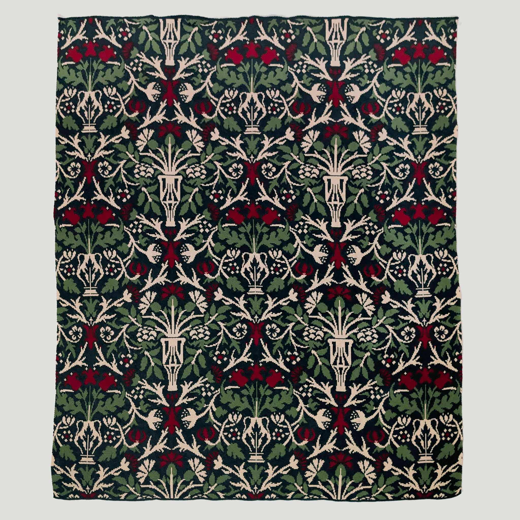 Cotton Sustainable Knit Throw | Winter Holiday Gift - Jardiniere by William Morris