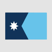 Introducing the Hometown Pride Flag - Cotton Sustainable Knit Blanket by in2green: this custom blanket, made in the USA from recycled cotton for comfort and sustainability, beautifully reimagines a flag with a dark blue left side featuring a white seven-pointed star, and a light blue right side divided by an angled vertical line.