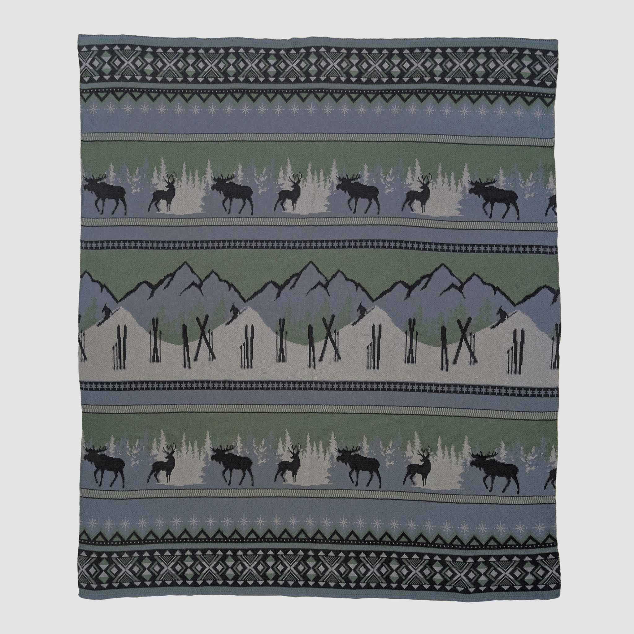 Cotton Sustainable Knit Throw Blanket | Mountain Fair Isle