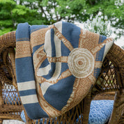 in2green Eco Throw Nautical Captain's Wheel  - Cotton Sustainable Knit Traditional Throw Blanket 601570195051 BL01NCW1