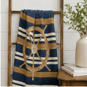 in2green Eco Throw Nautical Captain's Wheel  - Cotton Sustainable Knit Traditional Throw Blanket 601570195051 BL01NCW1