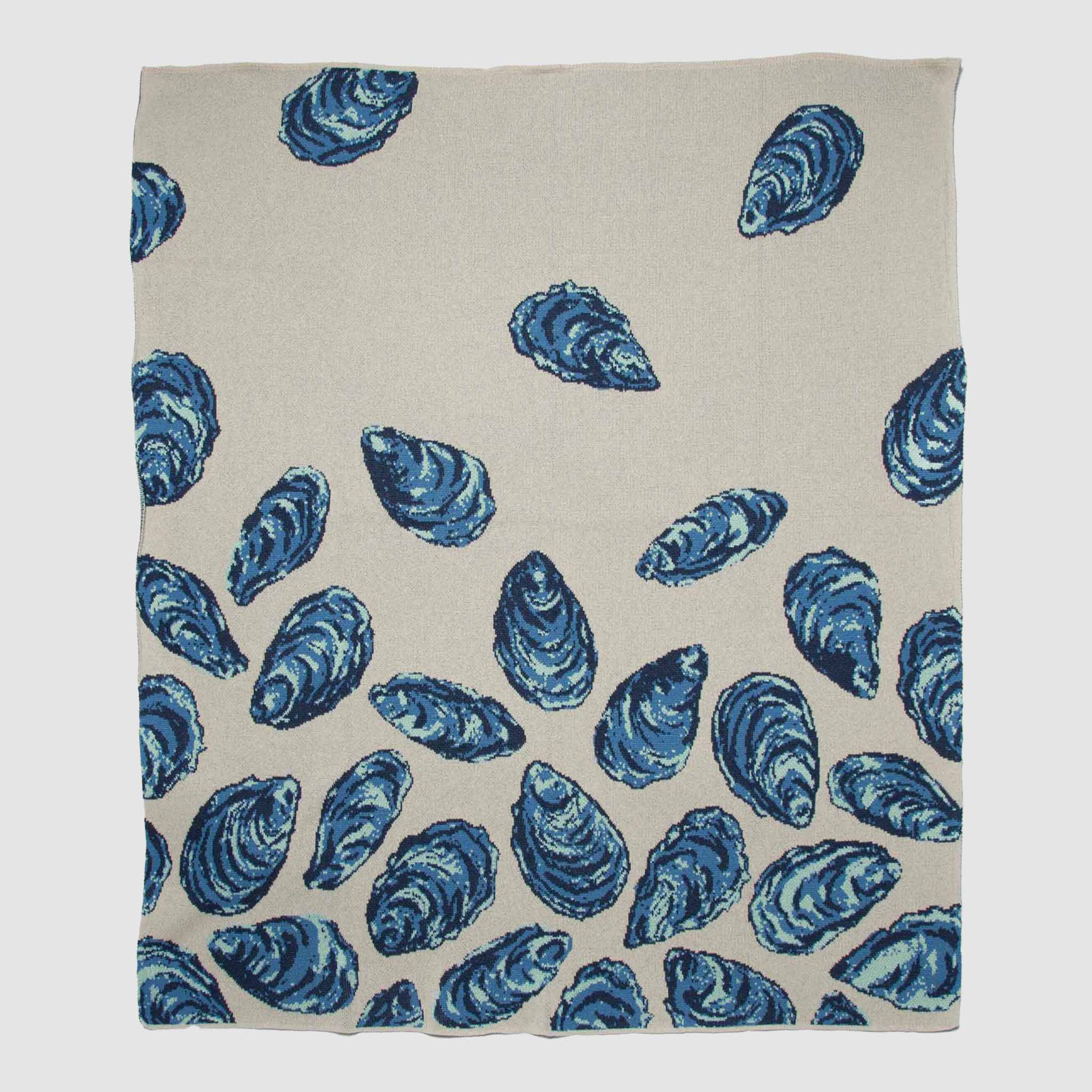 in2green Eco Throw Cotton Sustainable Knit Throw Blanket | Coastal - Oyster 655646730042 BL01OY2