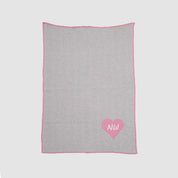 Custom Personalized Baby Sustainable Knit Throw Blanket - Herringbone Heart