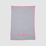 Custom Personalized Baby Sustainable Knit Throw Blanket - Herringbone Patch