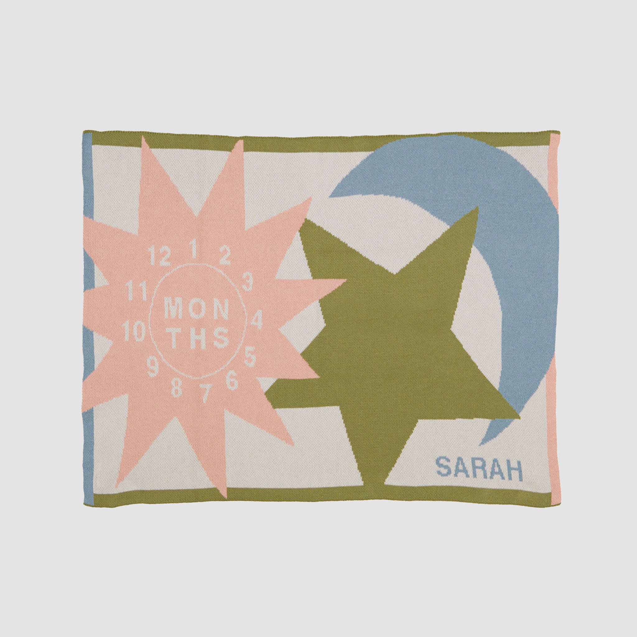 In2Green Eco Baby Throws Custom Personalized Baby Sustainable Knit Throw Blanket - Sun Moon Stars Milestone 601570192890 CTM-BMO1