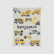 Custom Personalized Baby Sustainable Knit Throw Blanket - Trucks