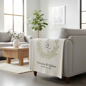 Custom Personalized Wedding Sustainable Knit Throw Blanket - Floral Crest