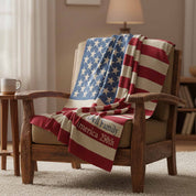 in2green Eco Throw Personalized Vintage American Flag - Cotton Sustainable Knit Blanket 601570194962 CTM-MG-AF