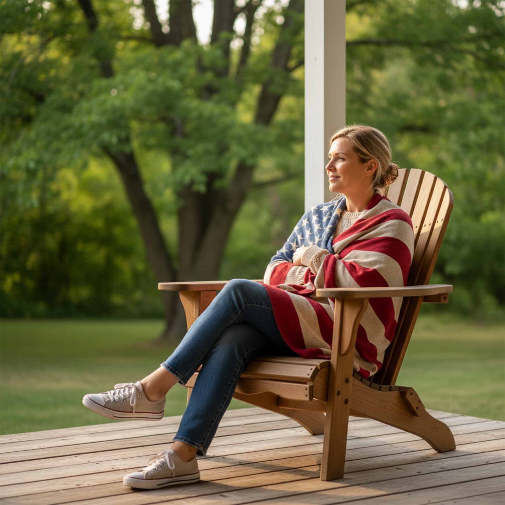 in2green Eco Throw Personalized Vintage American Flag - Cotton Sustainable Knit Blanket 601570194962 CTM-MG-AF
