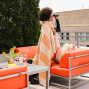 Indoor | Outdoor Sustainable Knit Throw Blanket - Poly Herringbone Stripe