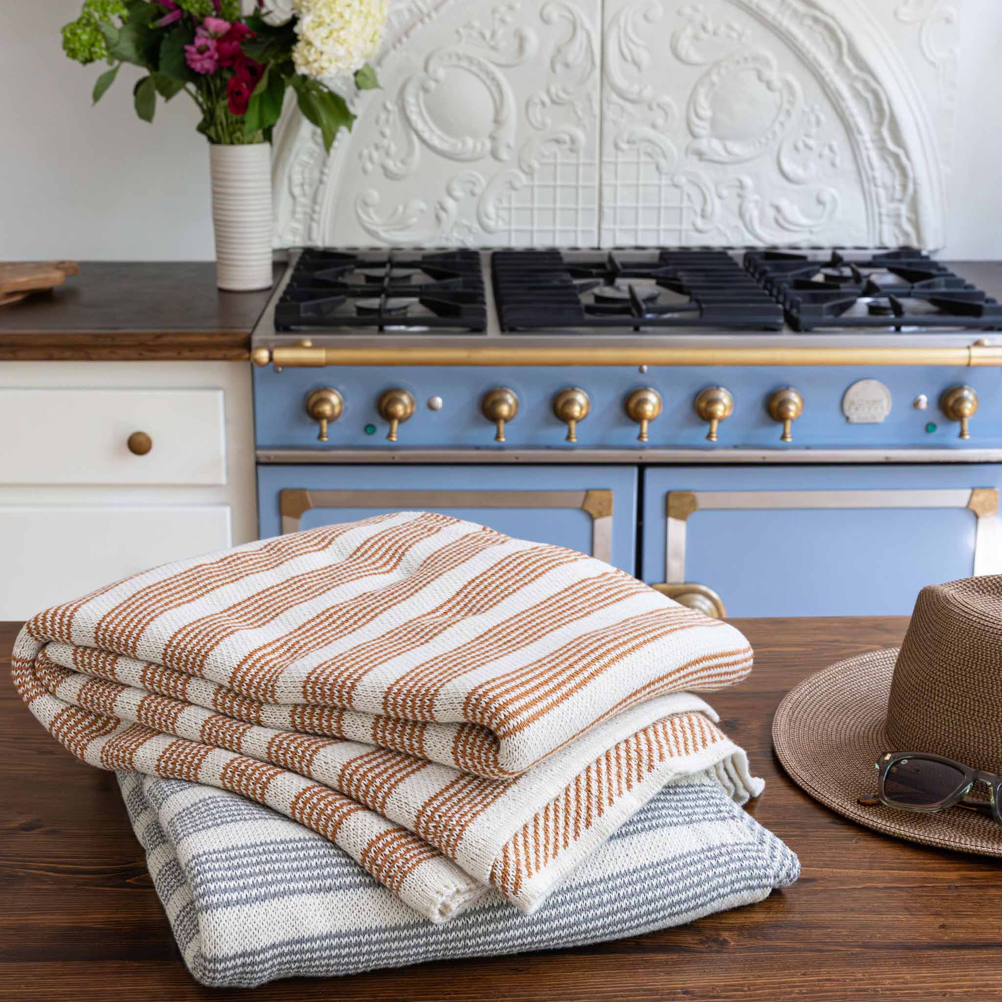 in2green Eco Throw Poly Pinstripe - Indoor | Outdoor Sustainable Knit Minimalist Throw Blanket