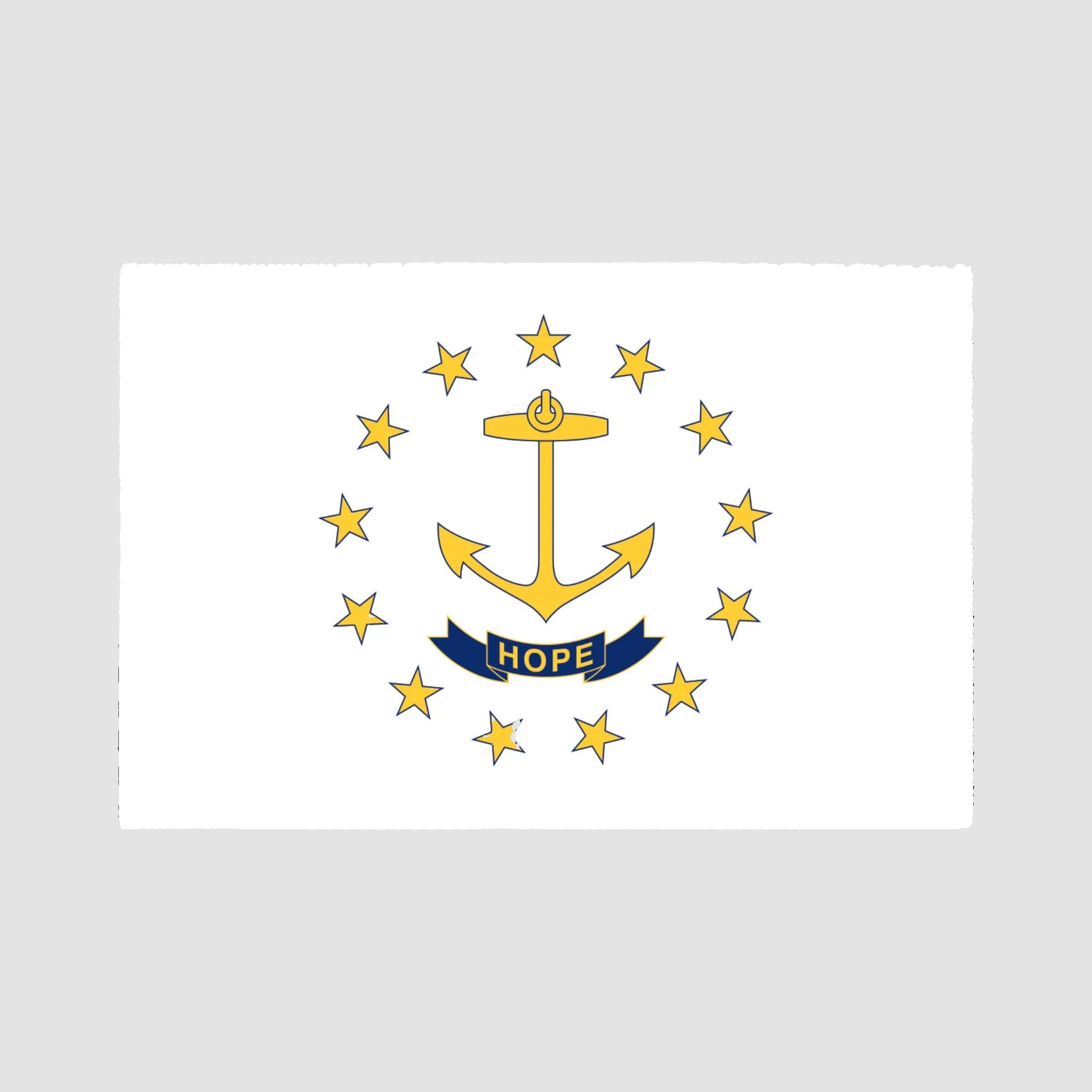 Introducing the in2green Hometown Pride Flag - Cotton Sustainable Knit Blanket, made in the USA and beautifully featuring a white flag design with a gold anchor, a blue “HOPE” ribbon, and thirteen gold stars arranged in a circle—all thoughtfully woven for lasting hometown pride.