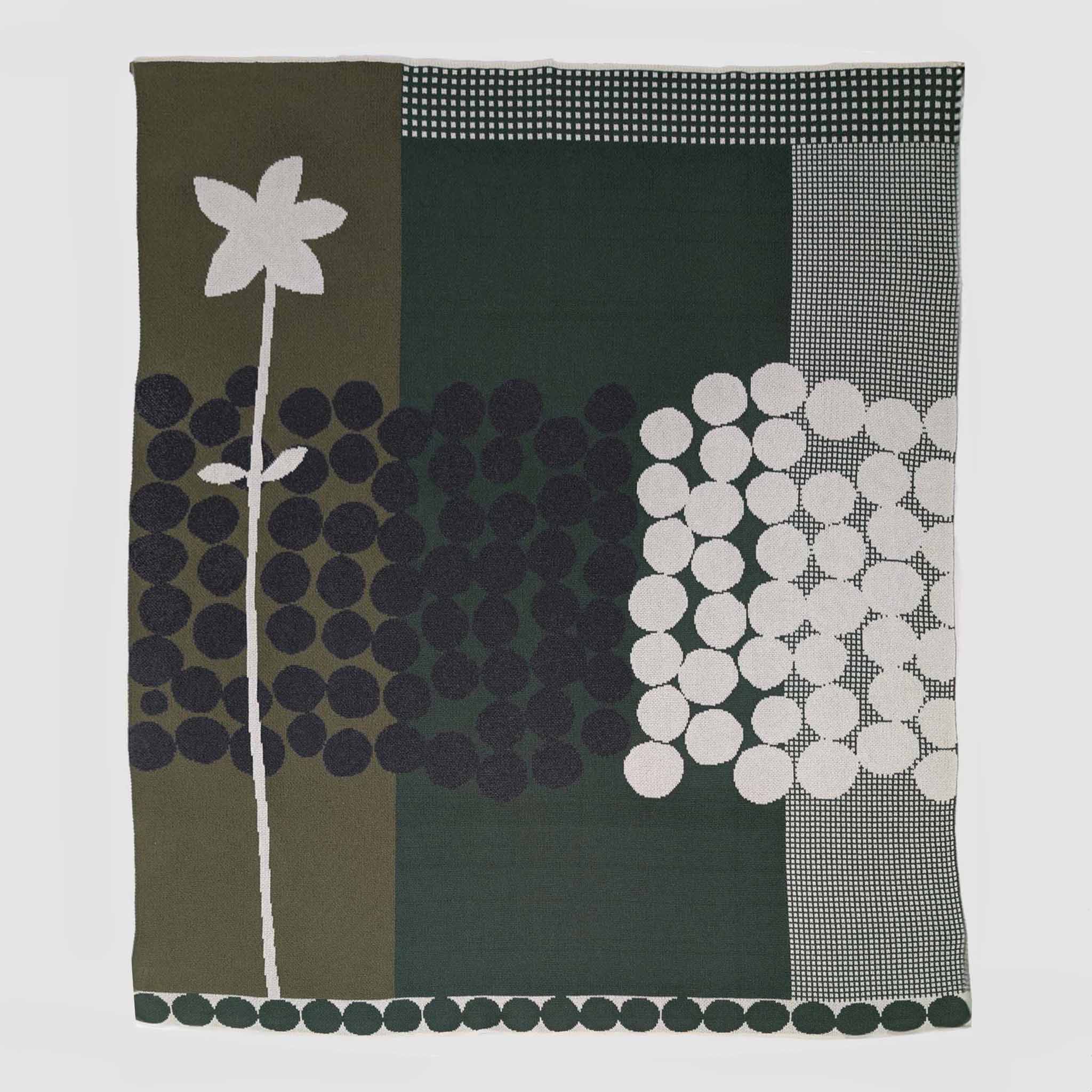 In2Green Eco Throw Cotton Sustainable Knit Floral | Graphic Throw Blanket - Rock Rose by Susy Pilgrim Waters 601570194146 SPW-RR-GN