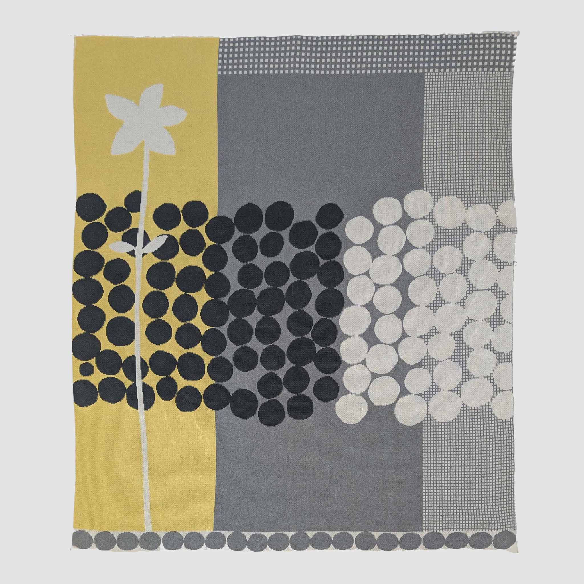 In2Green Eco Throw Cotton Sustainable Knit Floral | Graphic Throw Blanket - Rock Rose by Susy Pilgrim Waters SPW-RR-YE