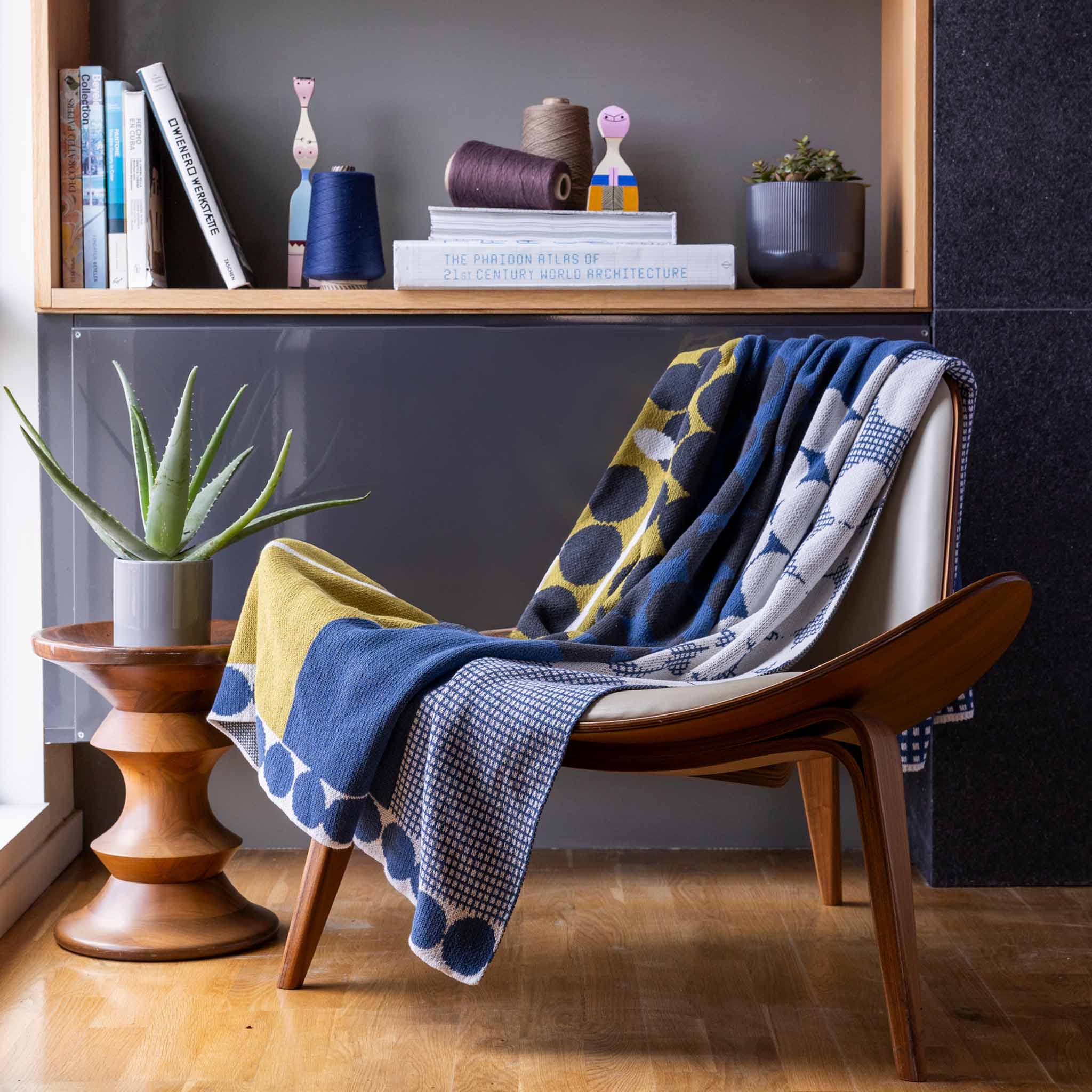 Cotton Sustainable Knit Floral | Graphic Throw Blanket - Rock Rose by Susy Pilgrim Waters