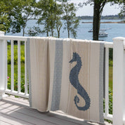 Cotton Sustainable Knit Throw Blanket | Coastal - Seahorse Square