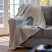 Cotton Sustainable Knit Throw Blanket | Coastal - Seahorse Square