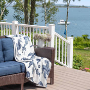 Cotton Sustainable Knit Throw Blanket | Coastal - Seahorse Watercolor
