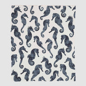 In2Green Eco Throw Cotton Sustainable Knit Throw Blanket | Coastal - Seahorse Watercolor 601570193668 BL01CSW1