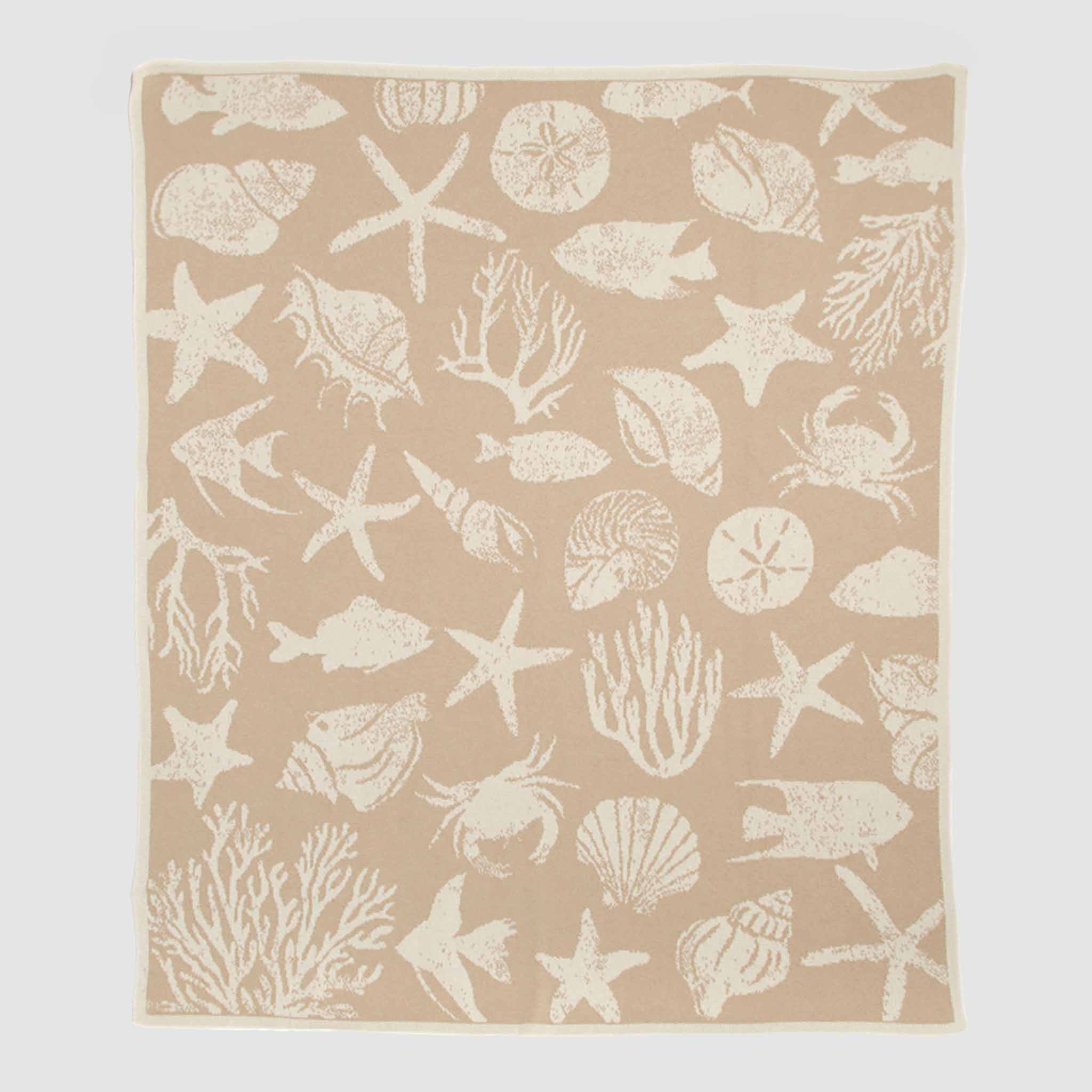 in2green Eco Throw Cotton Sustainable Knit Throw Blanket | Coastal - Sea Life 753275975121 BL01CSL1