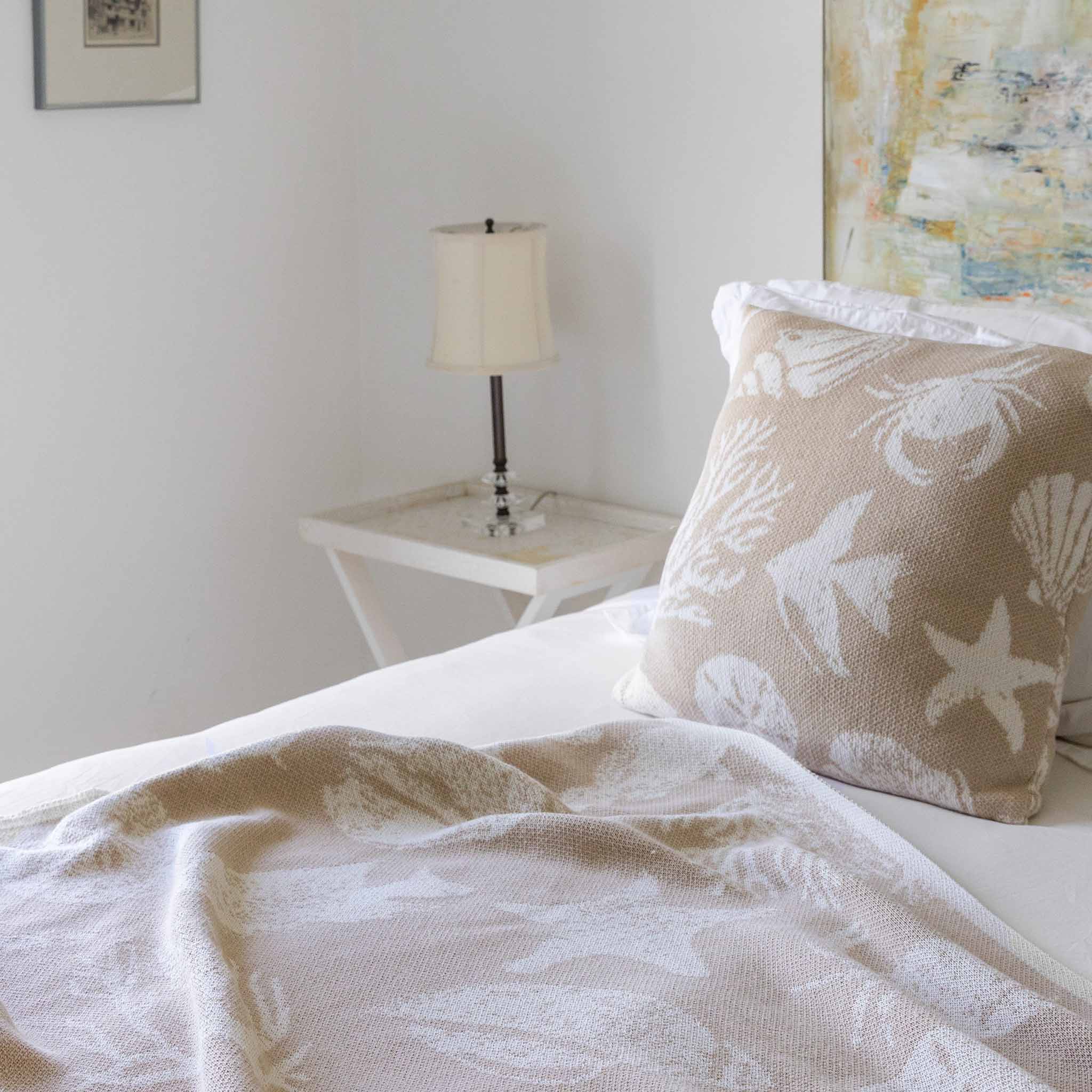 Cotton Sustainable Knit Throw Blanket | Coastal - Sea Life