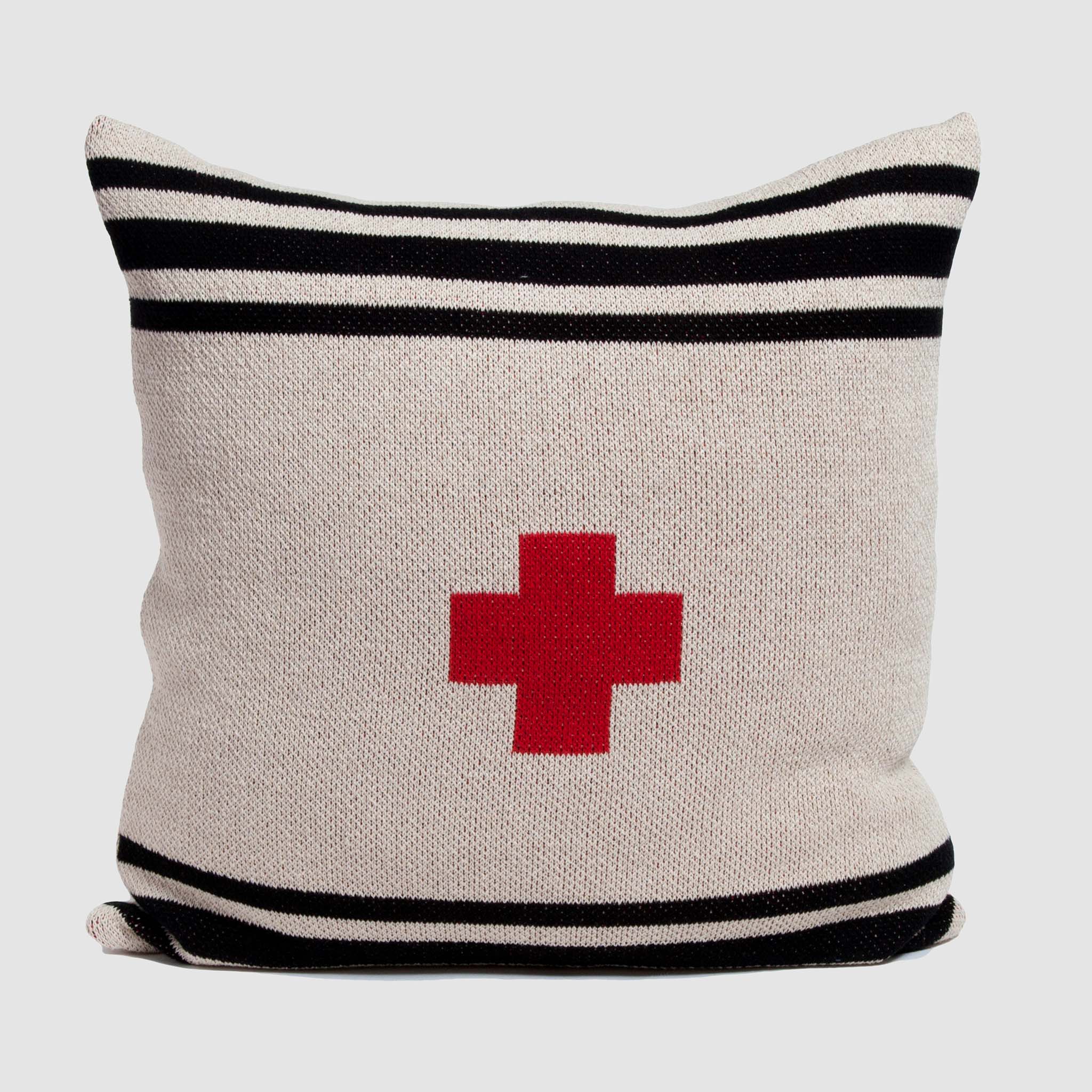Cotton Sustainable Knit Pillow - Swiss Cross Striped