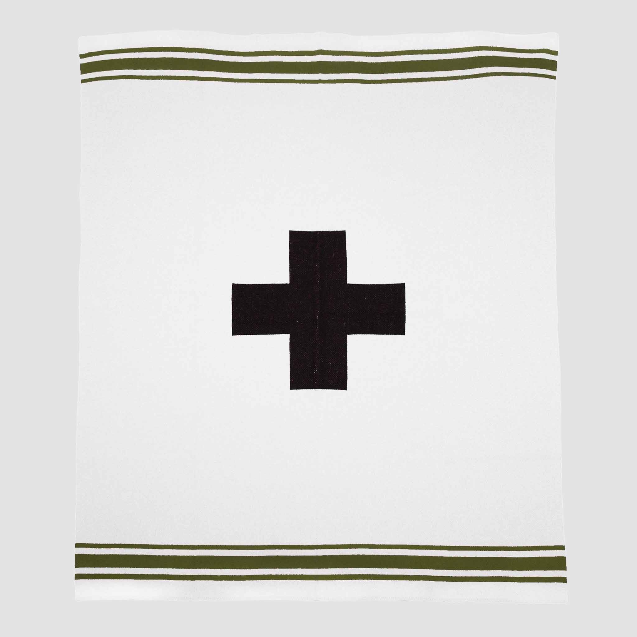 in2green Eco Throw Cotton Sustainable Knit Throw Blanket - Swiss Cross with Stripes 655646738376 BL01SWC11