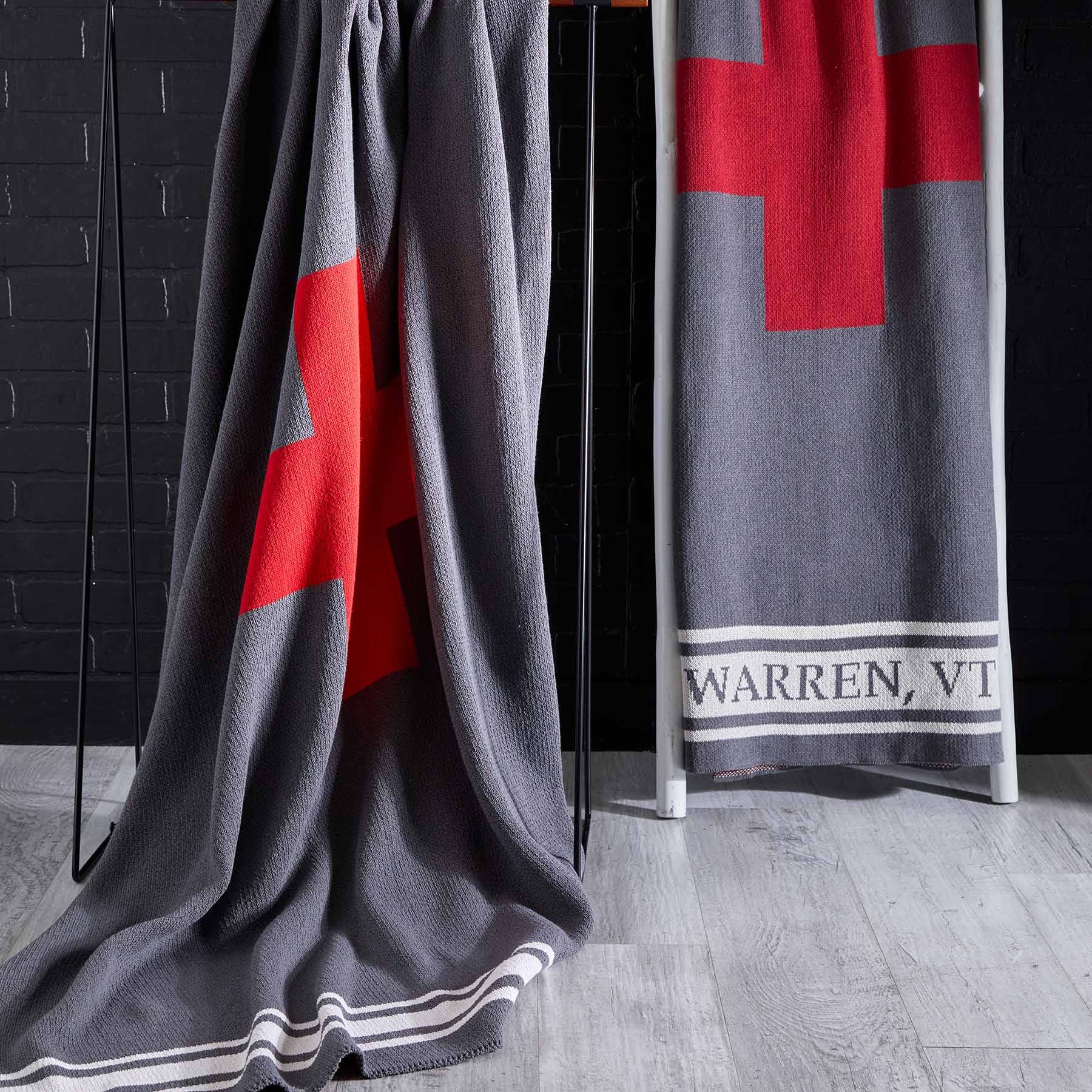 In2Green Swatch Custom Logo Blanket: Personalized Corporate Gift - Swiss Cross with Stripes Pattern