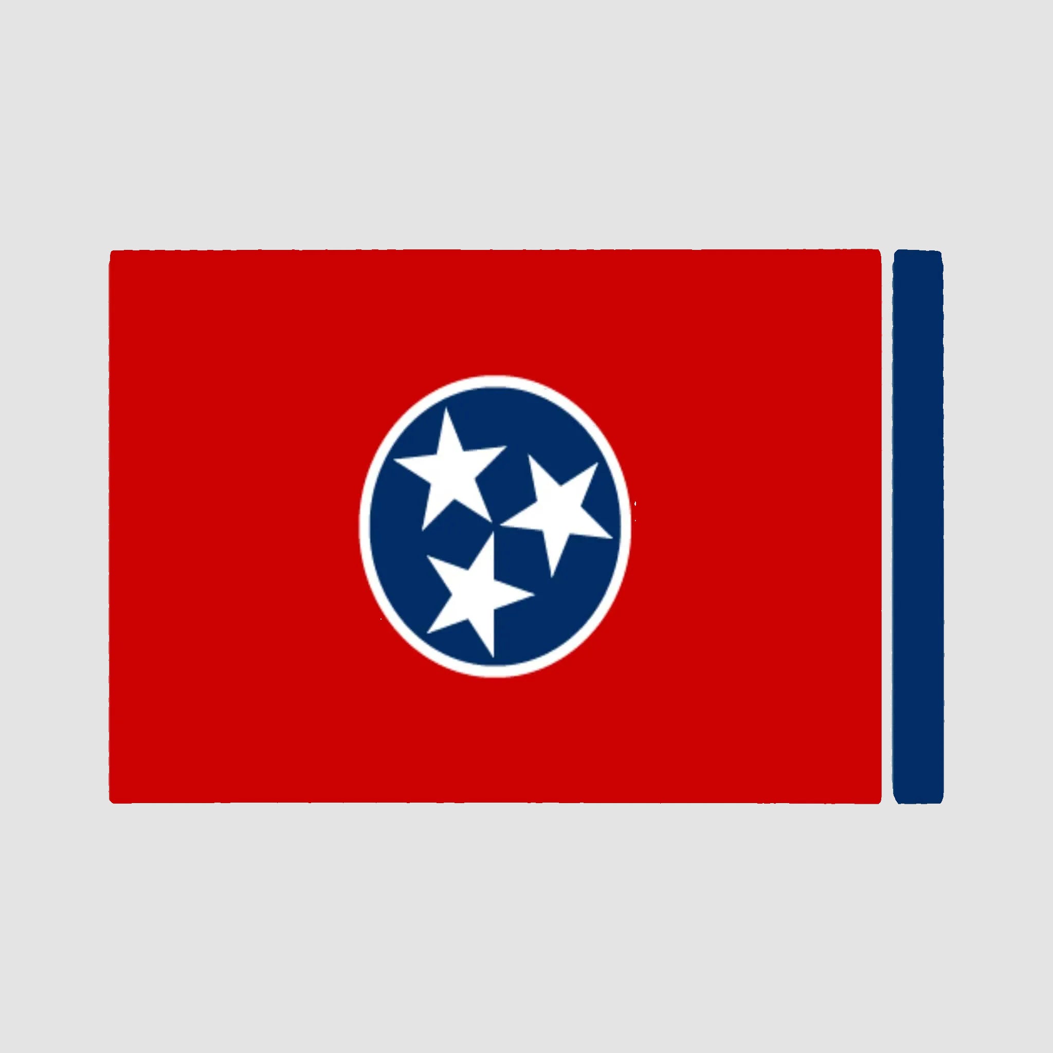 Introducing the Hometown Pride Flag - Cotton Sustainable Knit Blanket by in2green, beautifully made in the USA and featuring a red flag design with a blue circle containing three white stars at the center and a bold vertical blue stripe on the right side.