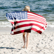 Cotton Sustainable Knit Throw Blanket - Vintage American Flag