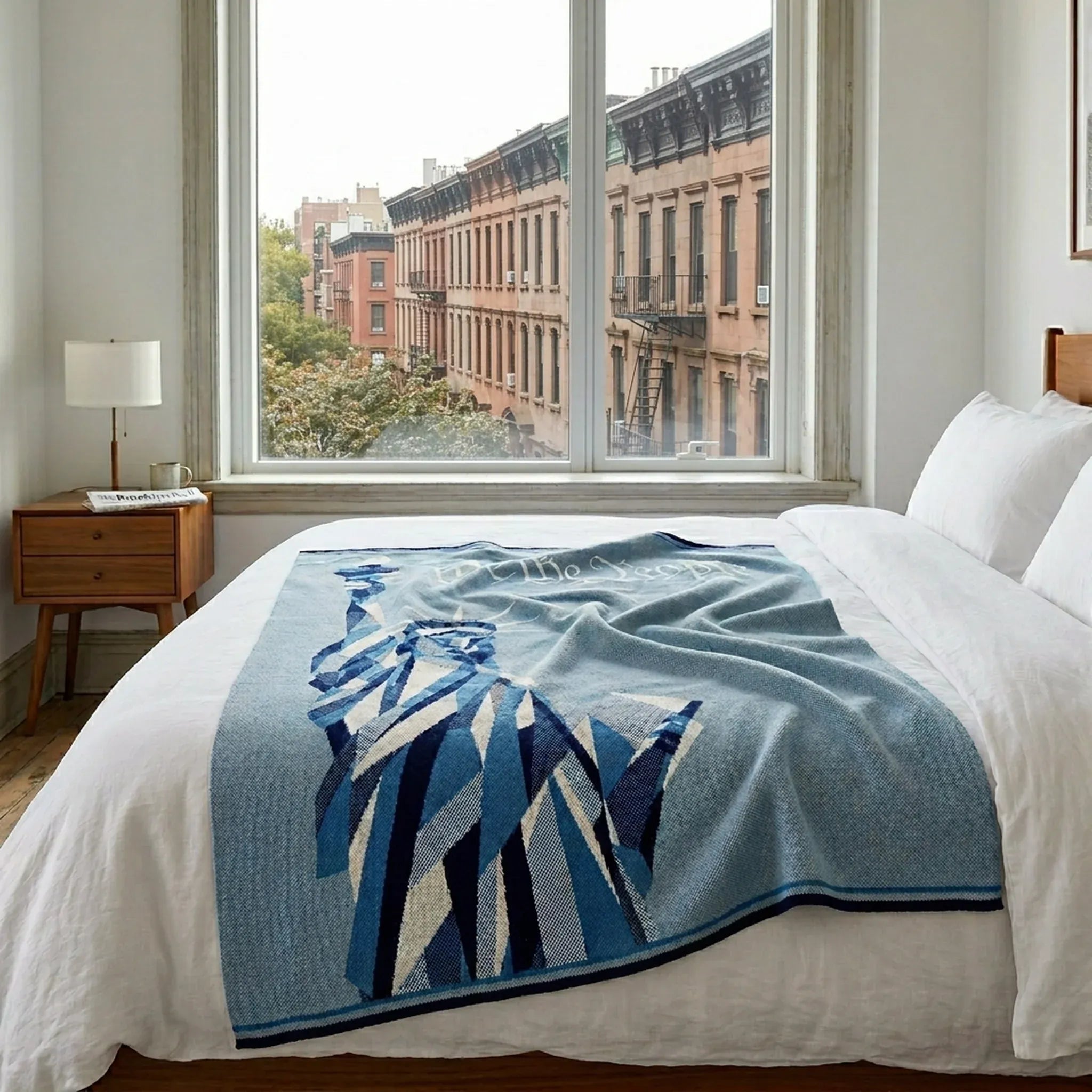 in2green Eco Throw Statue of Liberty - We the People | Cotton Sustainable Knit Modern Throw Blanket
