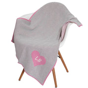 Custom Personalized Baby Sustainable Knit Throw Blanket - Herringbone Heart