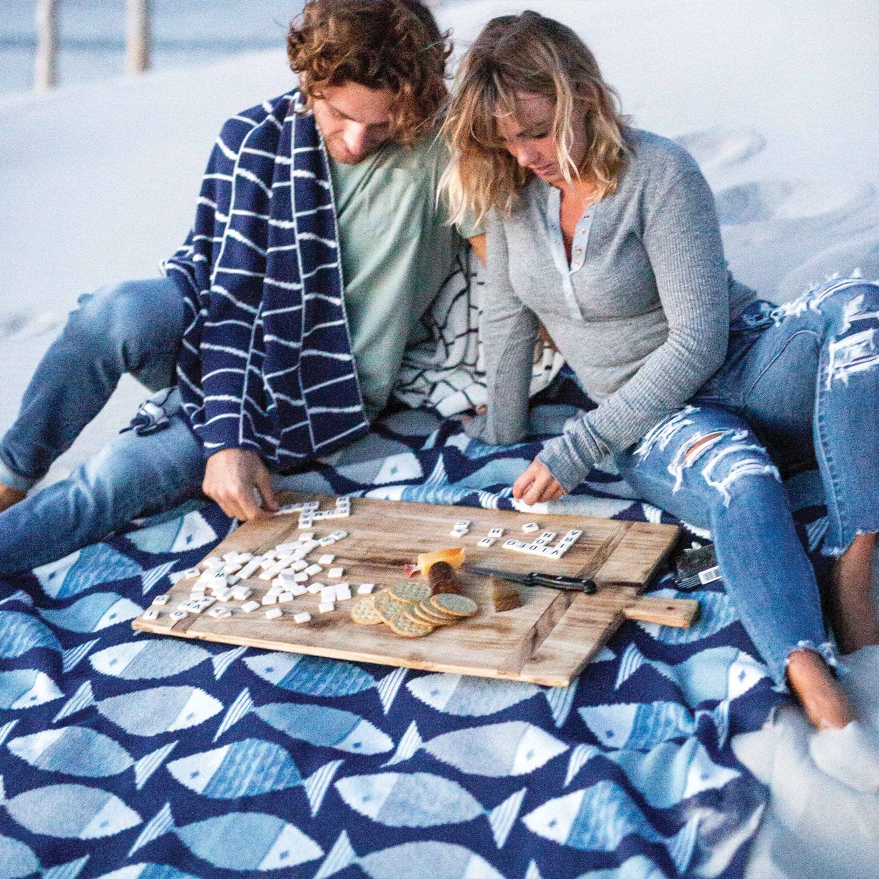 Coastal Big Fish Throw Blanket | Sustainable
