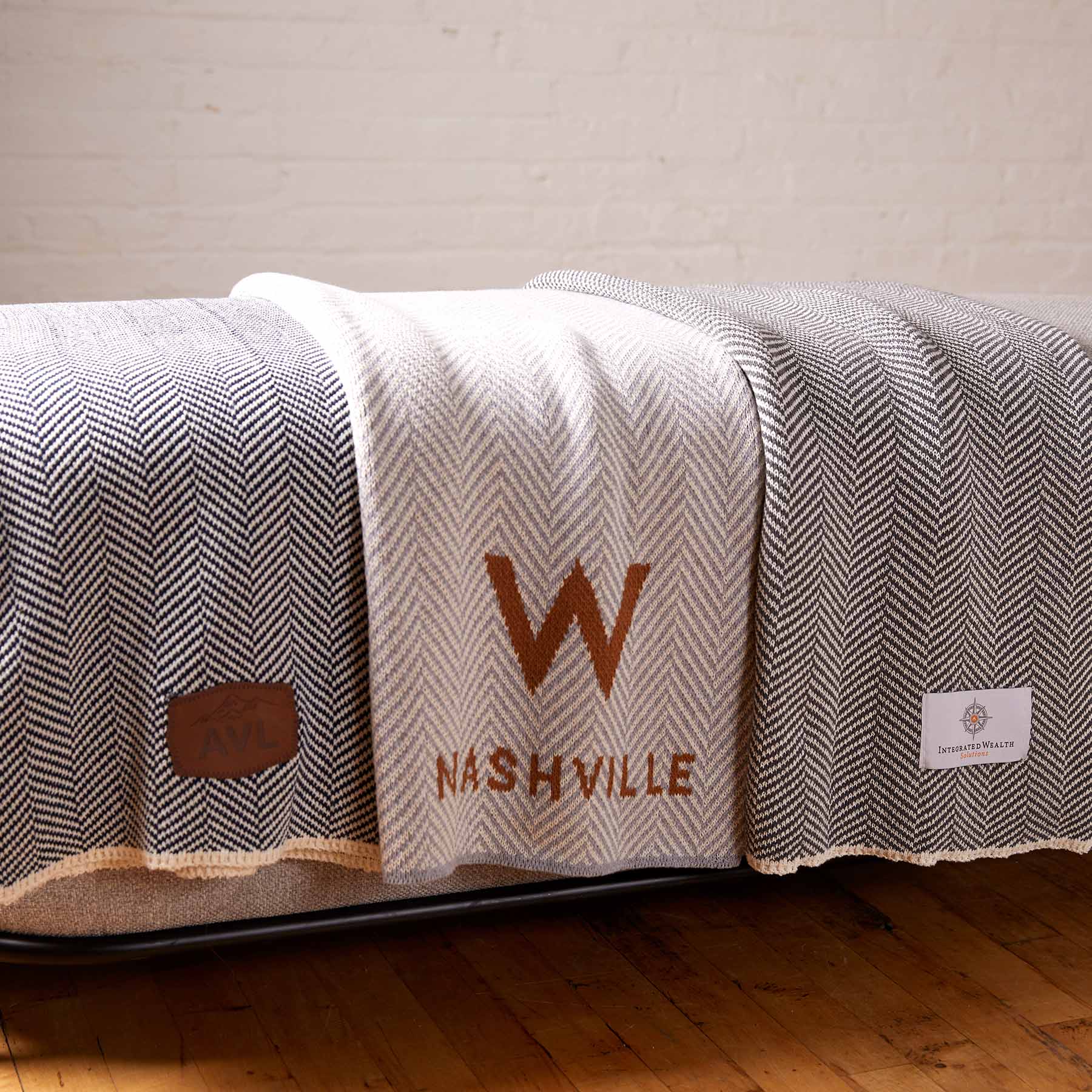 In2Green Swatch Custom Logo Blanket: Personalized Corporate Gift - Herringbone Pattern