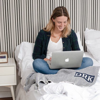 Personalized Herringbone Initials Throw Blanket CTM - HRB1