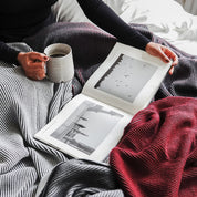 Reversible 100% Merino Wool Rib Throw Blanket BLW02R1