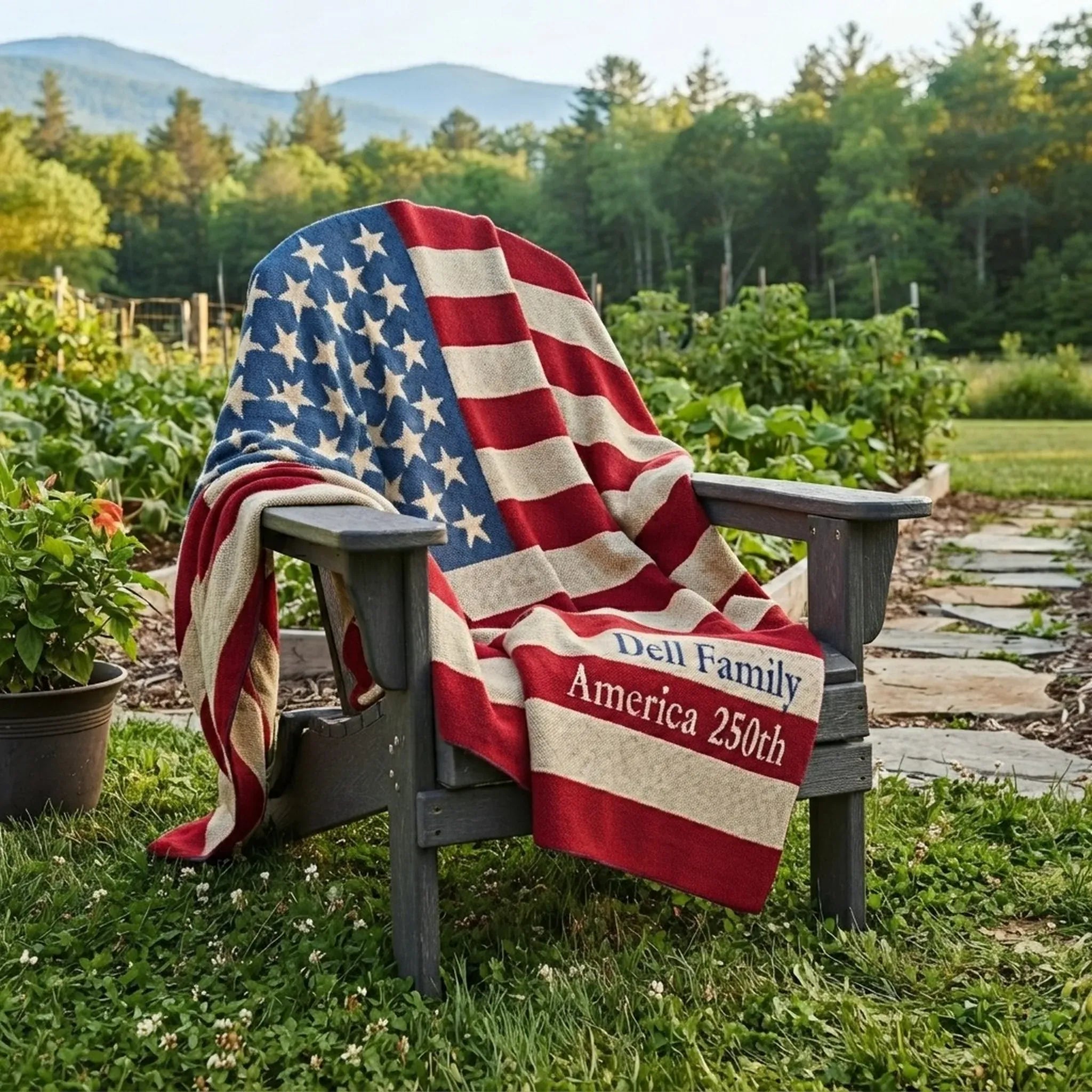 in2green Eco Throw Personalized American Flag - Cotton Sustainable Knit Blanket 601570194979 CTM-AF1