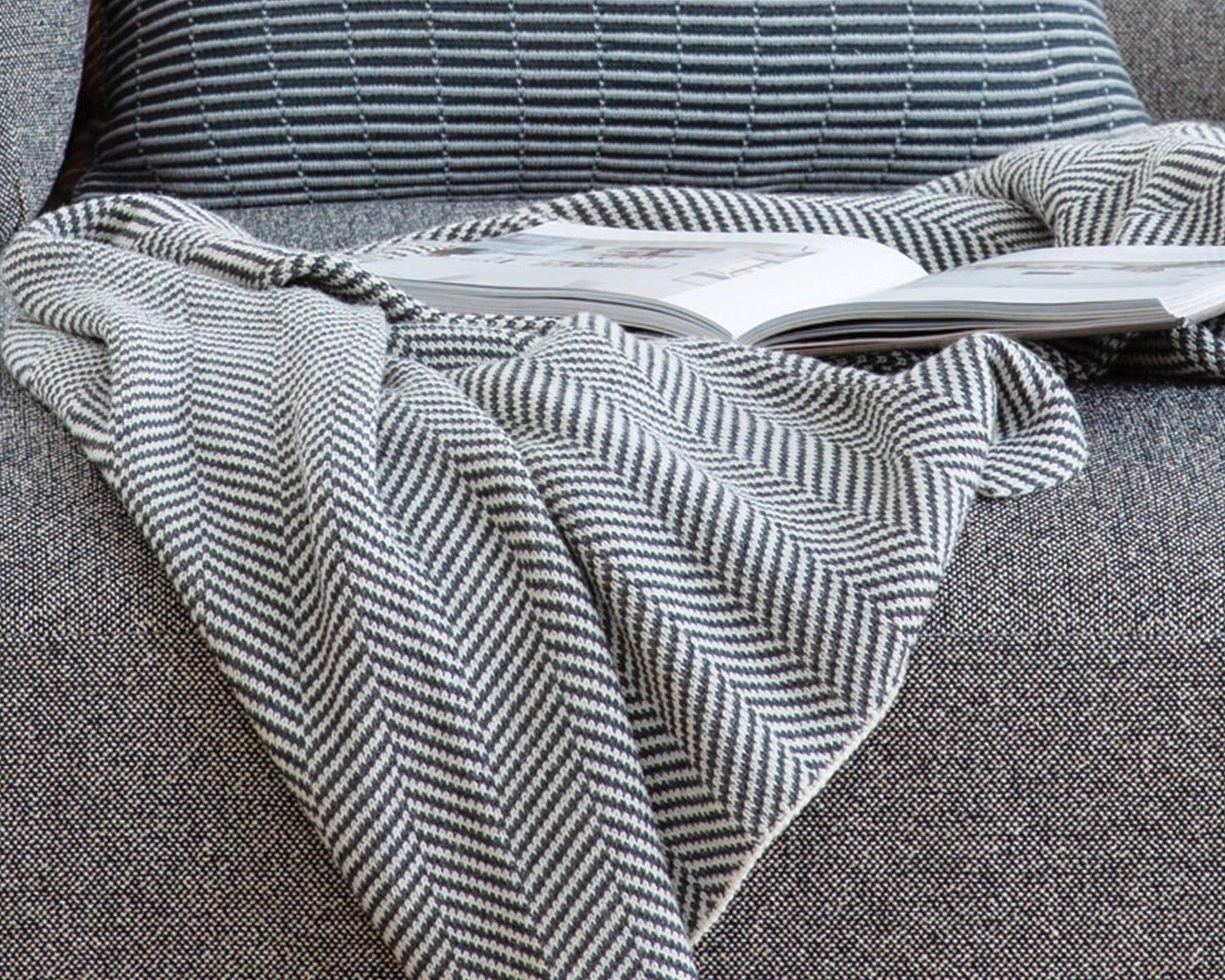 Wool Herringbone Throw Blanket BLWHB1