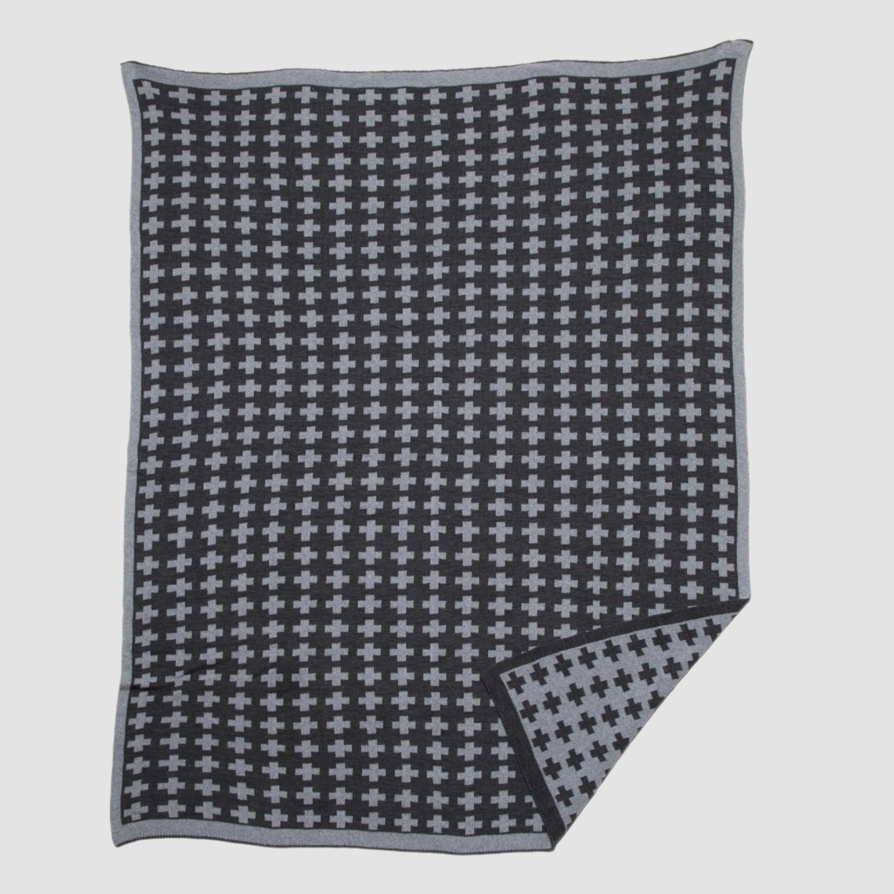 Wool Small Cross Reversible Throw Blanket BLW02CR4