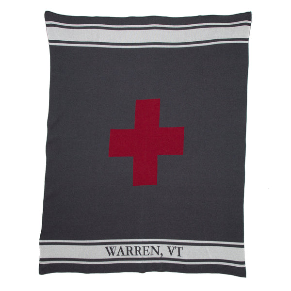 Personalized Swiss Cross with Stripe Throw Blanket